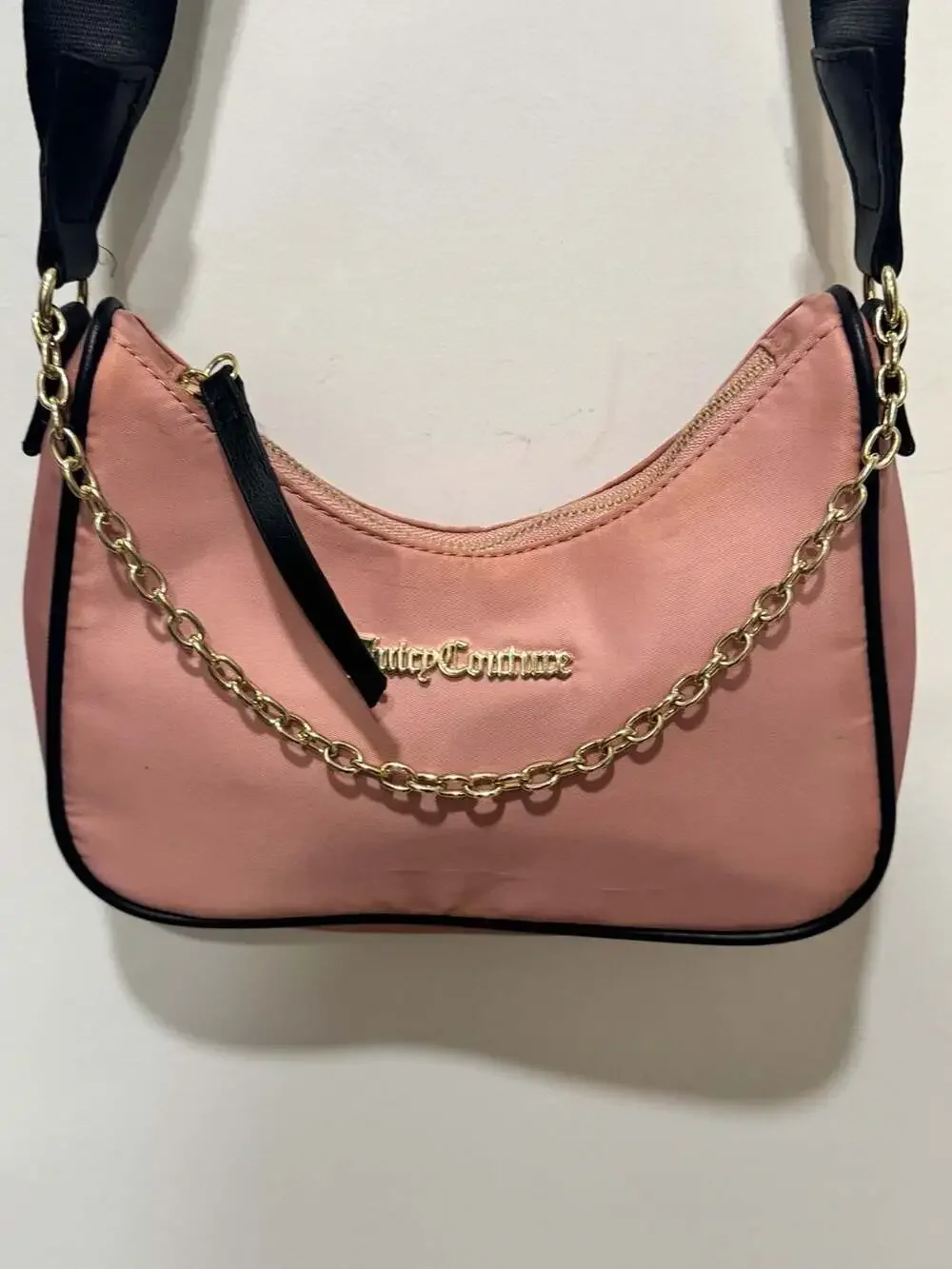 Vintage Y2K Juicy Couture Pink Crossbody Shoulder Bag Purse Gold Chain